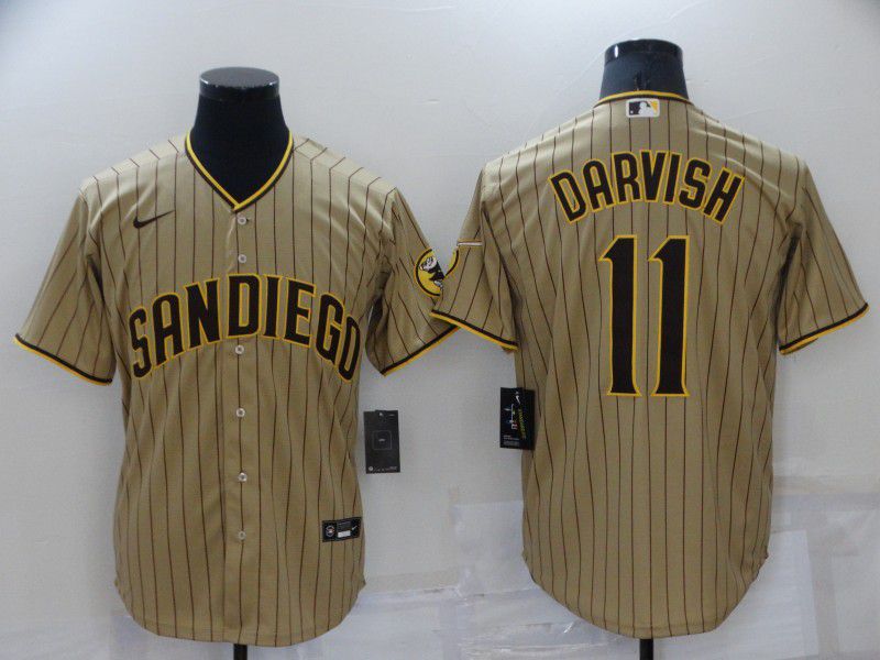 Men San Diego Padres #11 Darvish brown Strip Game 2022 Nike MLB Jersey